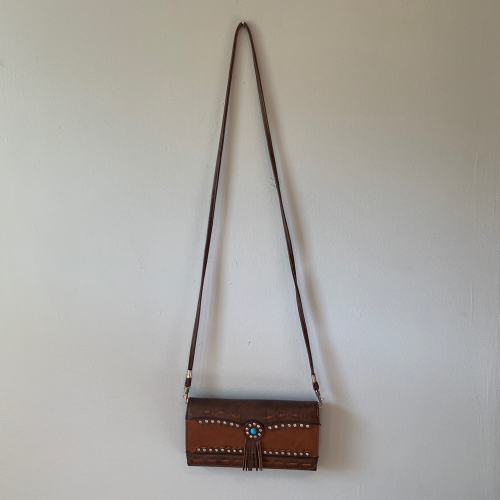 Brown Western Purse with Turquoise and Studs